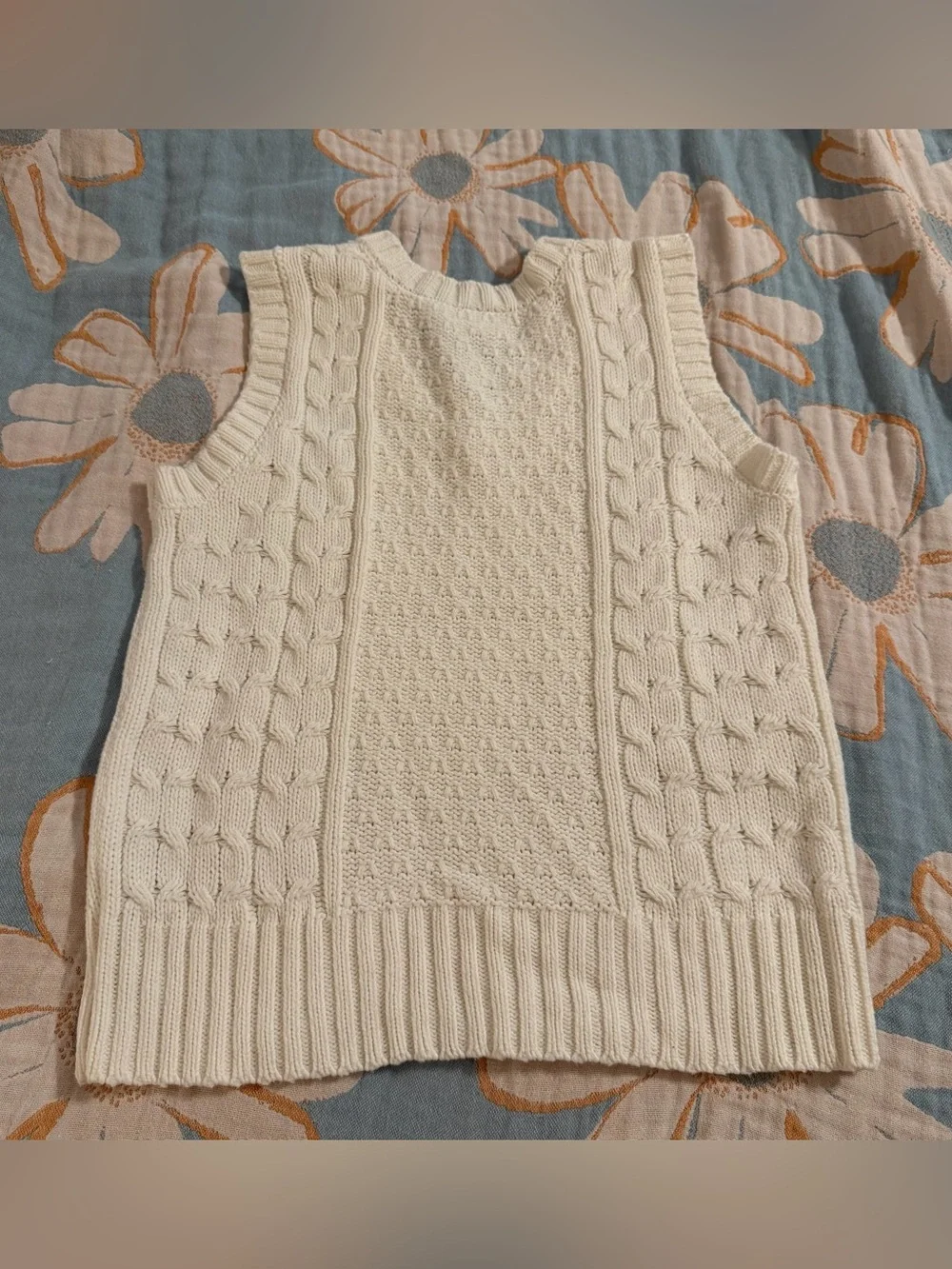St John’s Bay Women's Cotton Blend Knitted Sweater Vest White Size Small